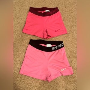 Nike dri-fit pink tights shorts, size xs/small